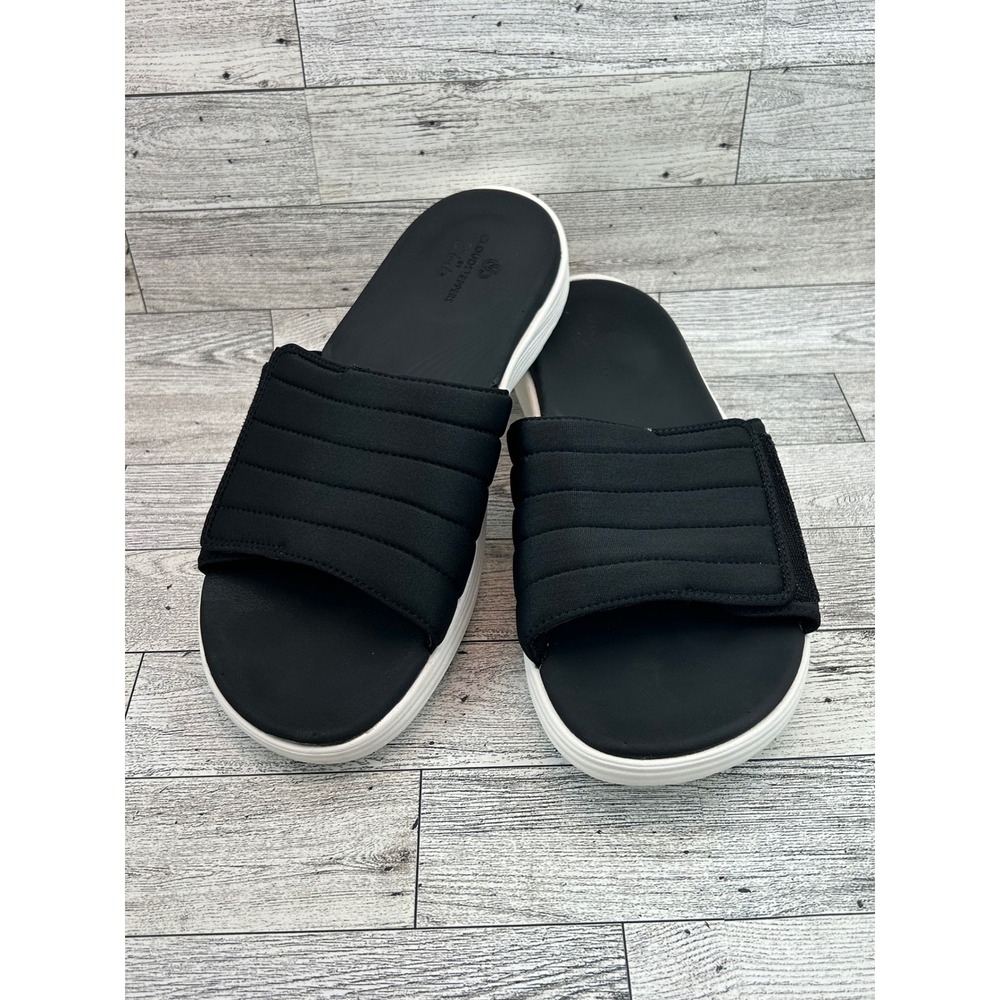 Clarks Cloudsteppers Arla Kaylie Black Quilted Slide Sandals Women Sz 10M